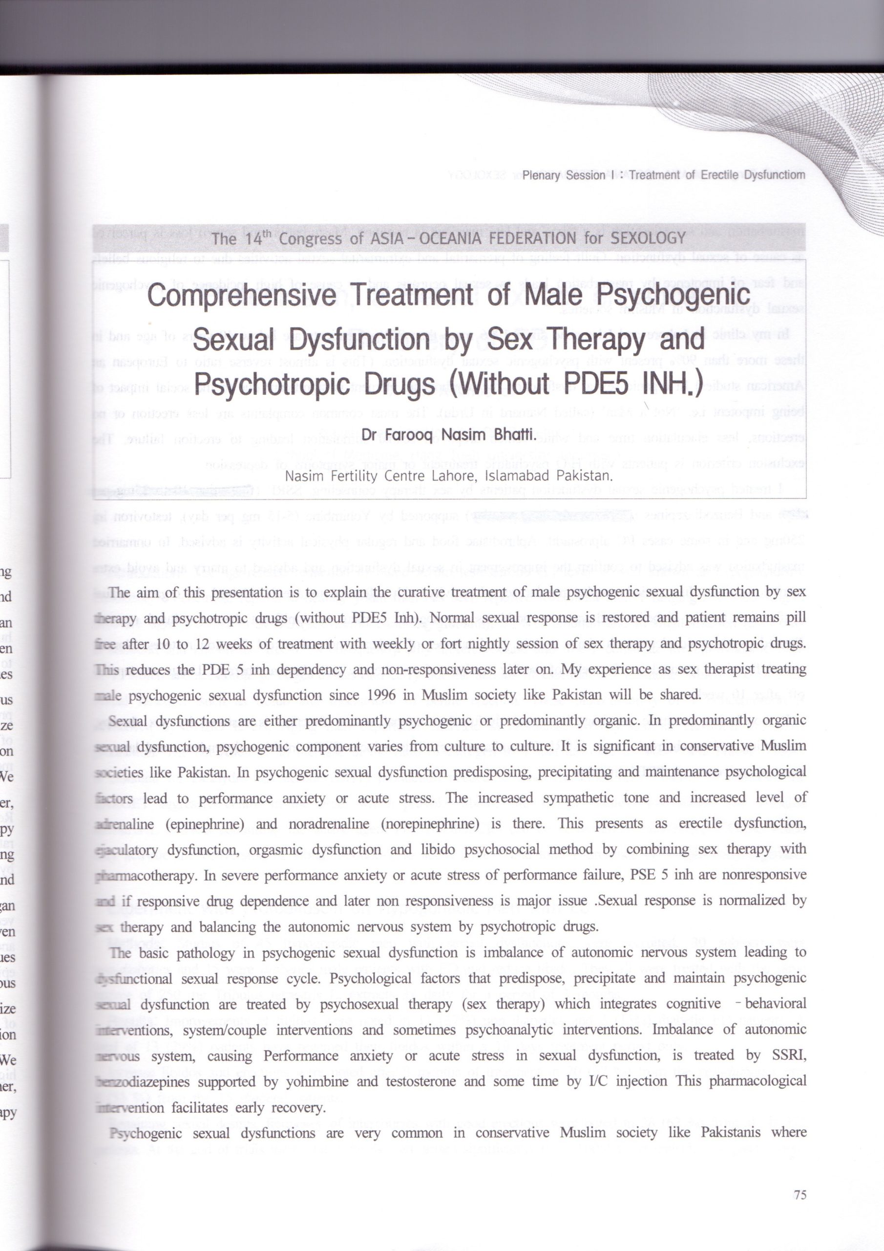 Comprehensive Treatment of Sexual Dysfunction by sex therapy