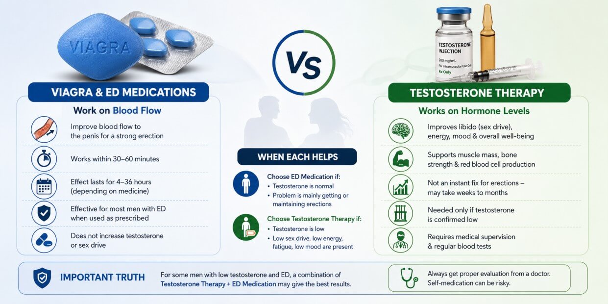 Which Is Better For ED Viagra Or Testosterone 